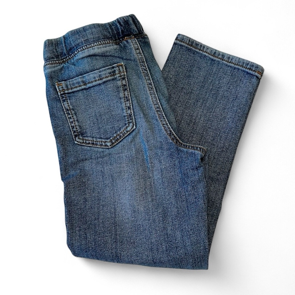 Jumping Beans Boys Size 5 Straight Leg Darker Wash Denim Jeans Drawstring Waist